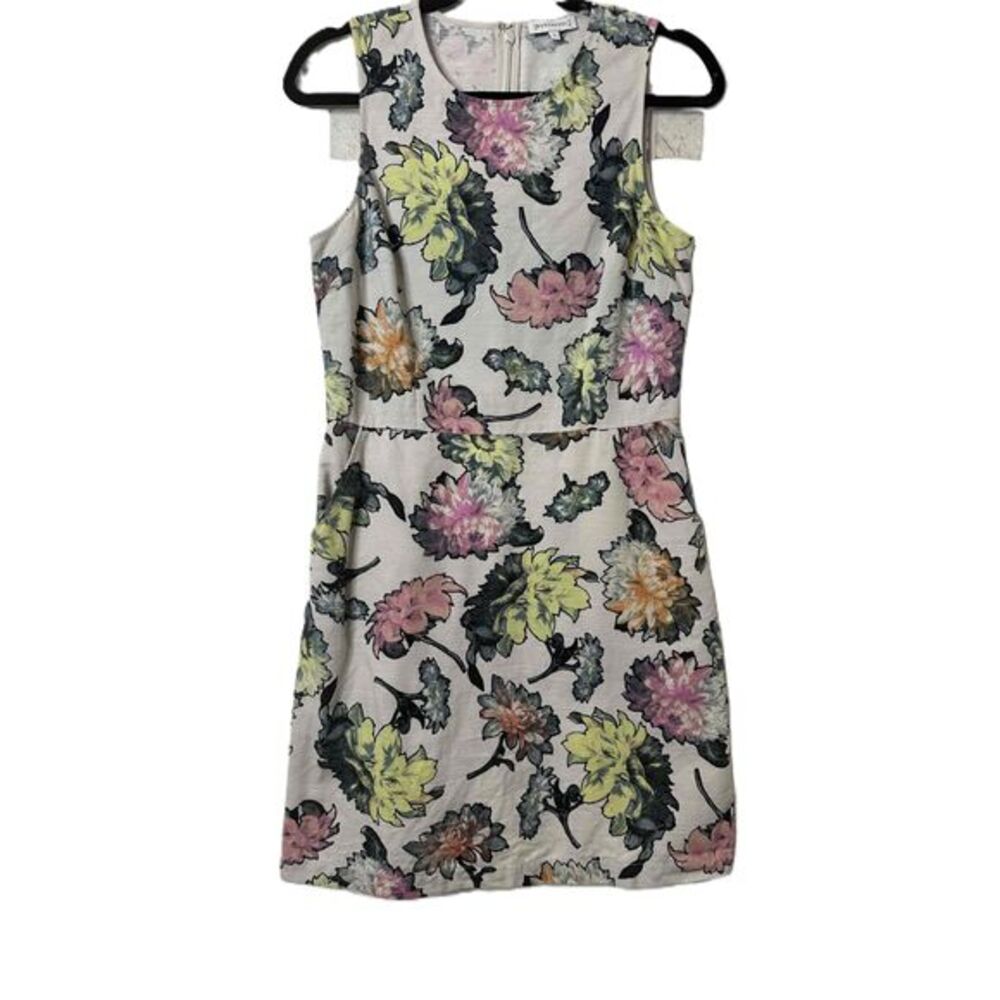 Warehouse Dress Womens Size 8 White Floral Print Sleeveless Round Neck